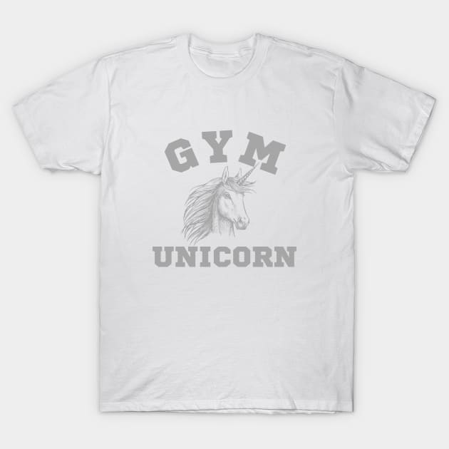 Fitness Workout Gym Unicorn Cardio T-Shirt by Delta V Art